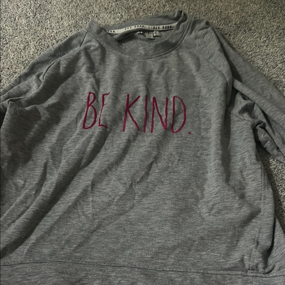 Gray Sweatshirt with 'Be Kind' Embroidery